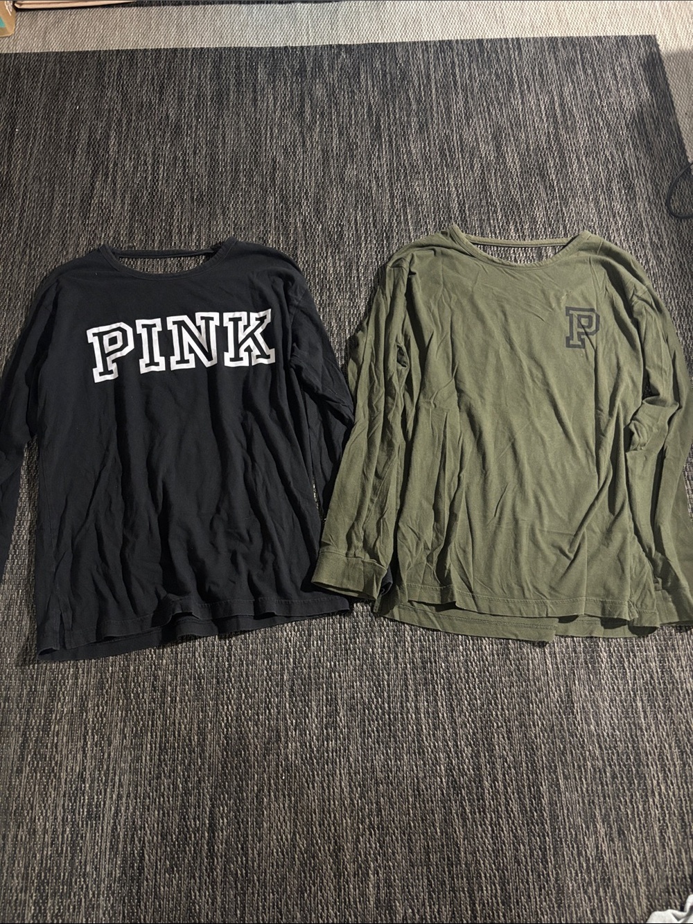 PINK by Victoria Secret Long Sleeve Shirts Black Green Size Medium